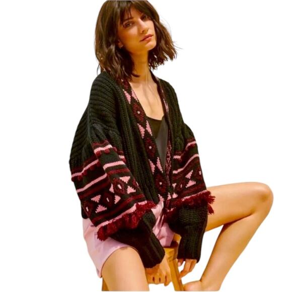 NWT Sachin + Babi Landon Knit - Black Burgundy Peony Cardagin – Sz XL - Picture 3 of 14